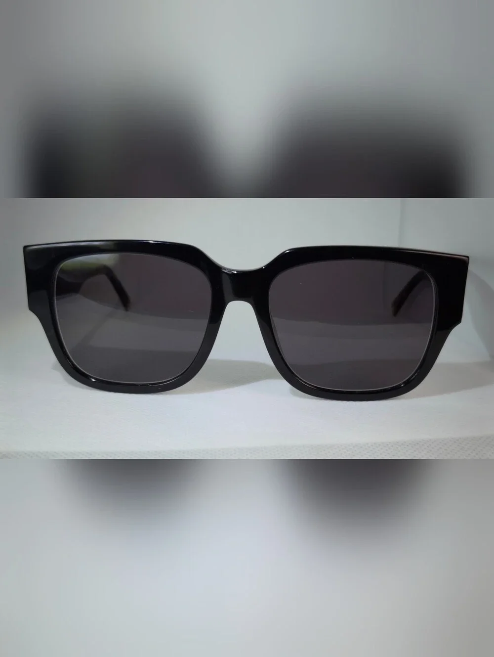Selene. Classic Black Square Women's Sunglasses. Blue Marbled.